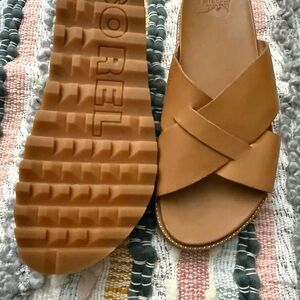 Sorel Women's Brown Cross-Strap Sandals